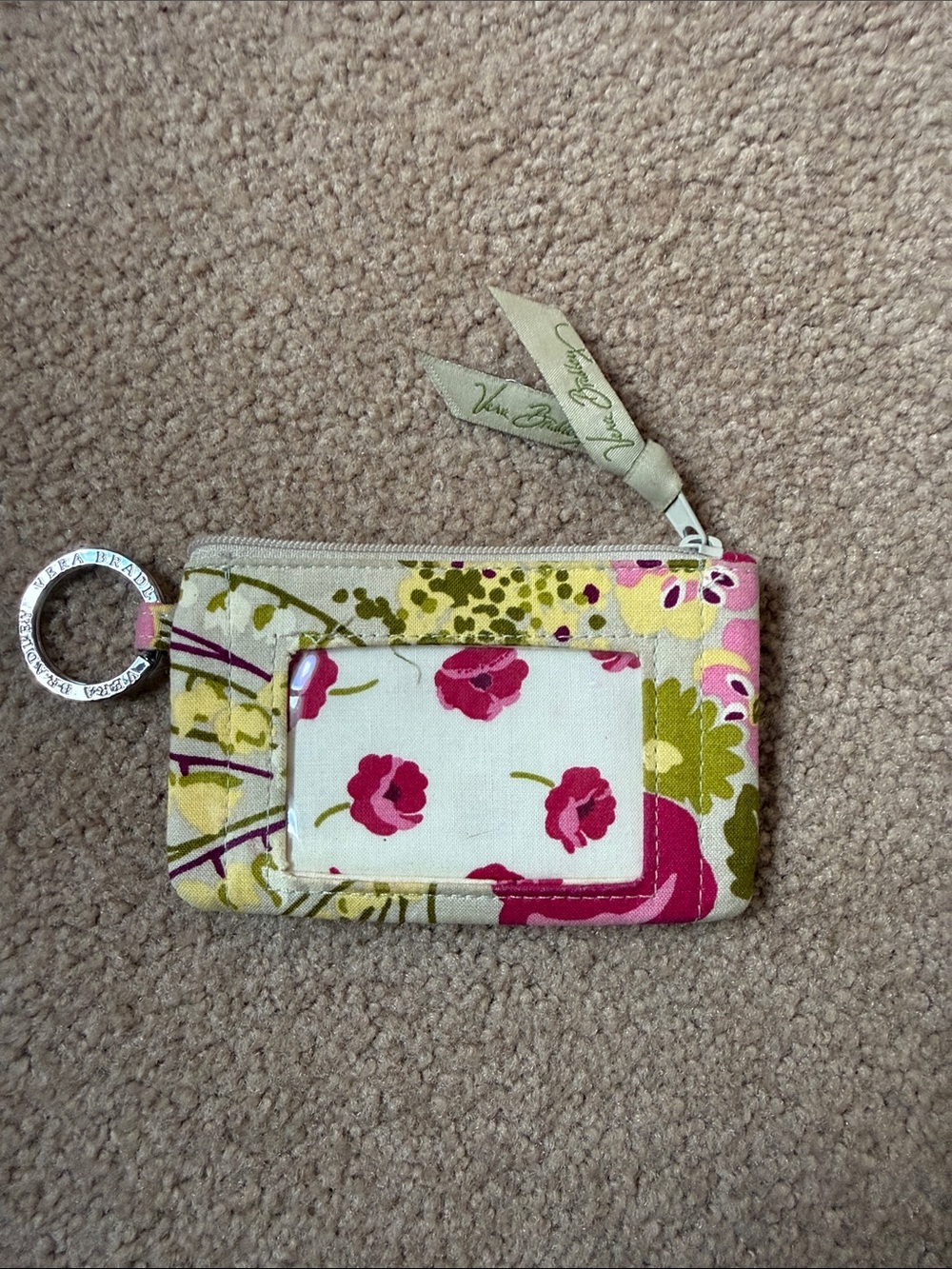 Vera Bradley Floral Card Key Holder in Pink, Green, Cream